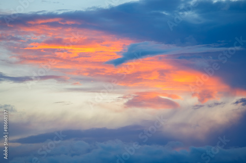 multi-colored red sky at sunset