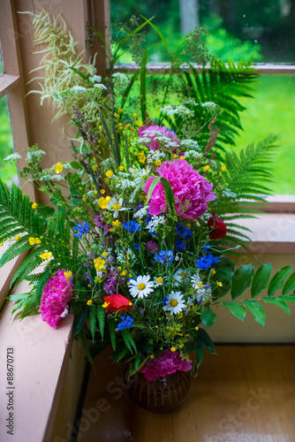Fototapeta Naklejka Na Ścianę i Meble -  Beautifull Ligo bouquet. Midsummer celebration in june.