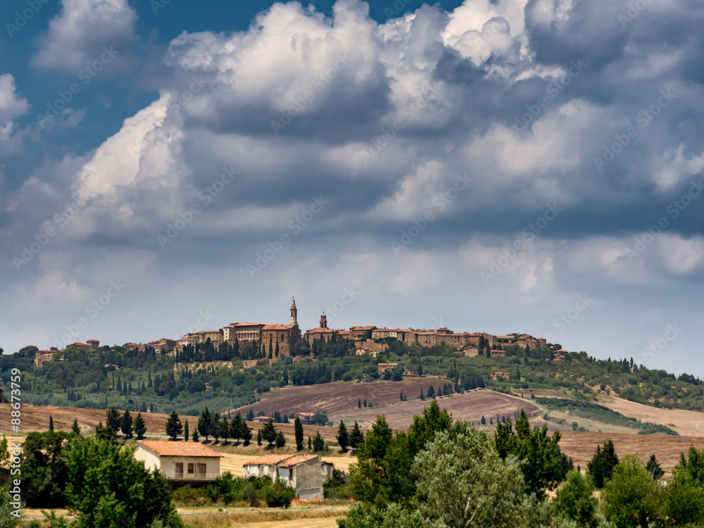 Panorama of Pienza in Tuscany