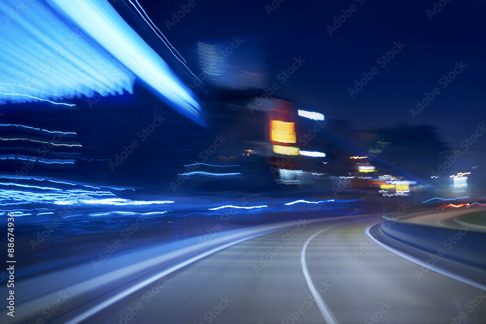 Fototapeta premium moving forward motion blur background,night scene