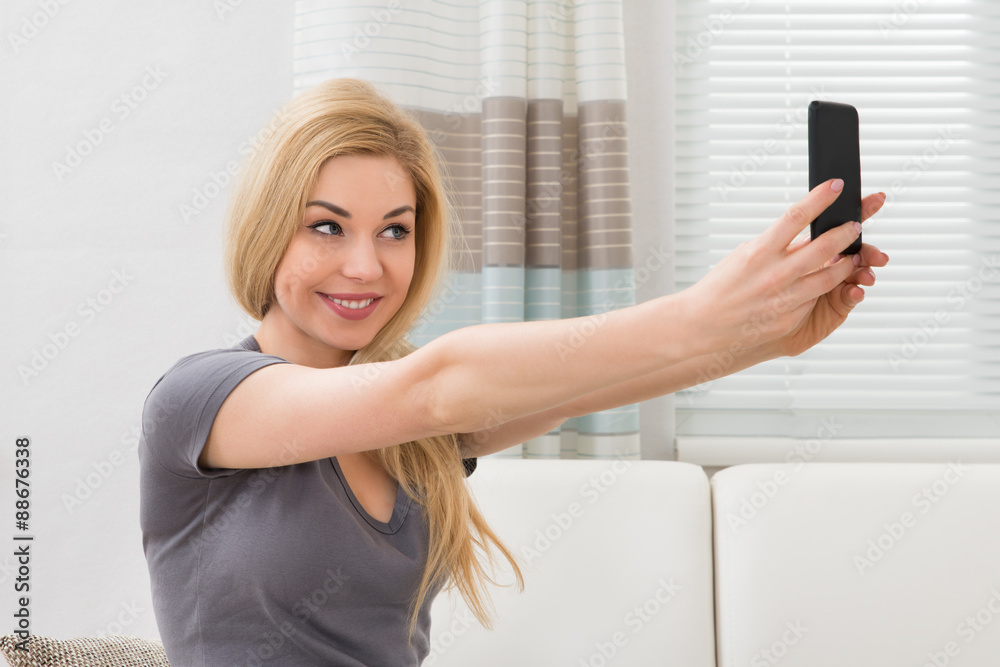 Beautiful Woman Taking Selfie With Mobile Phone Beautiful Woman Taking Selfie With Mobile Phone
