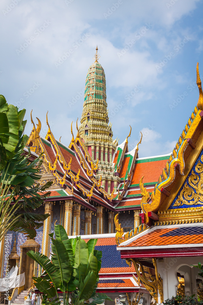 view of the Buddhist Temple Wat Phra Kaew, one of the main landm