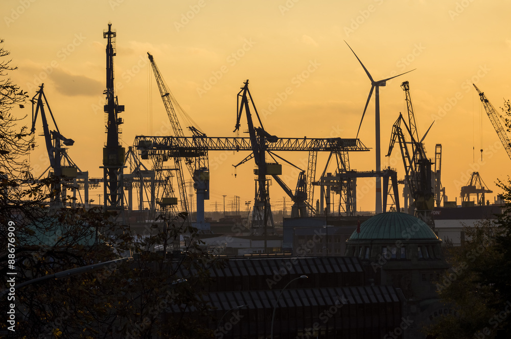 Obraz premium Sunset in Hamburg, Germany