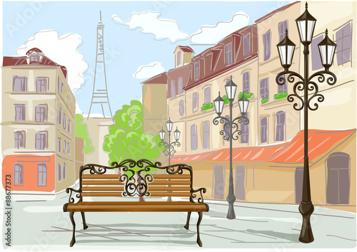 line drawing illustration of Paris