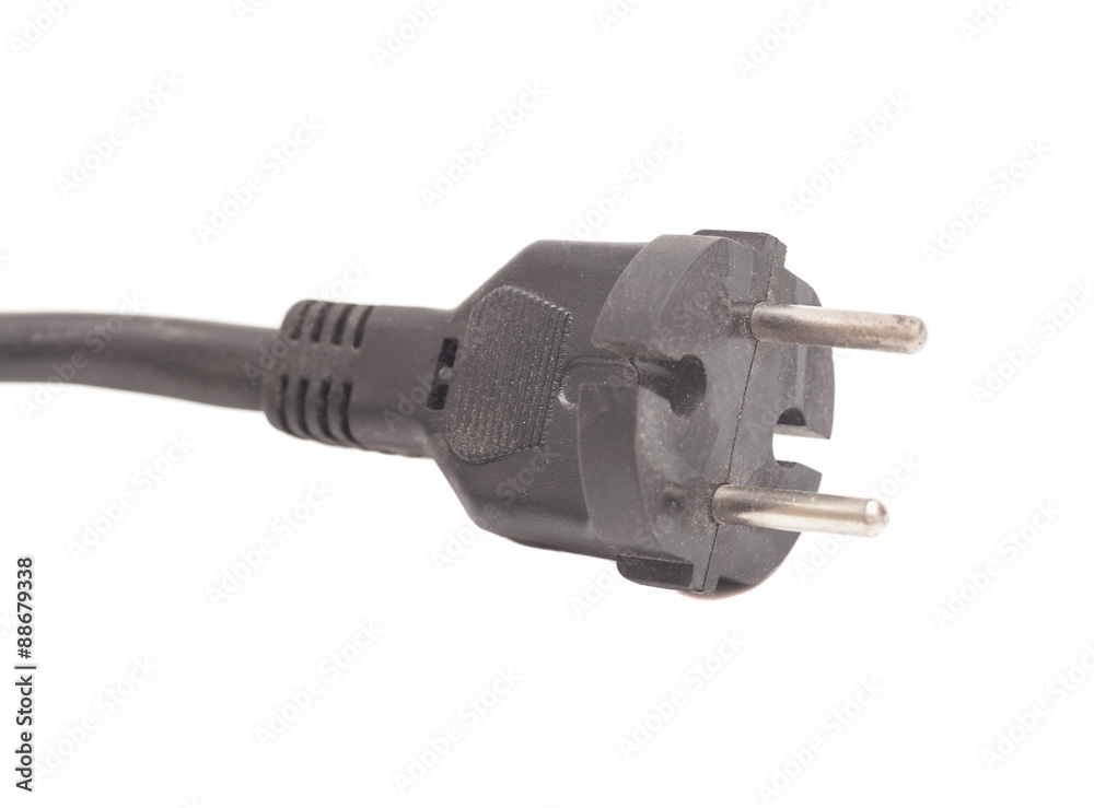 Black plug isolated on white background Black plug isolated on white background
