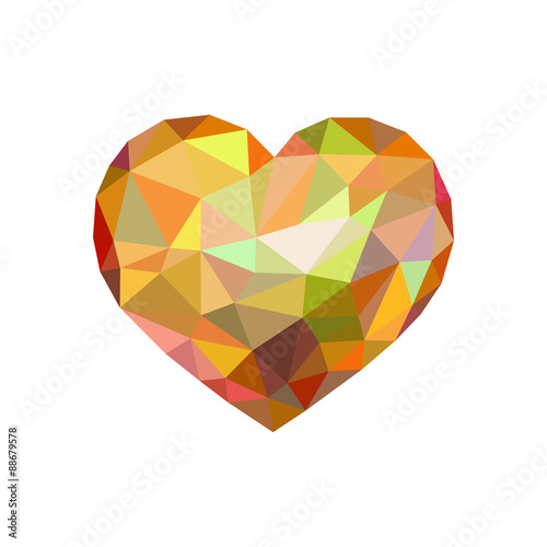 Wallpaper Mural low poly heart like a diamond with an orange tint Torontodigital.ca
