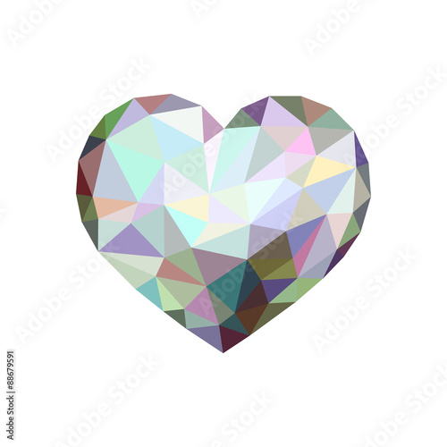 low poly heart shining like a diamond