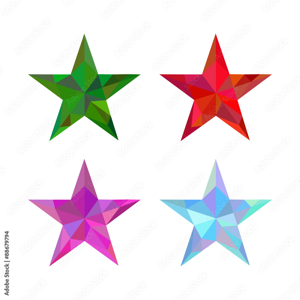 low poly polygon set different colors stars low poly polygon set different colors stars