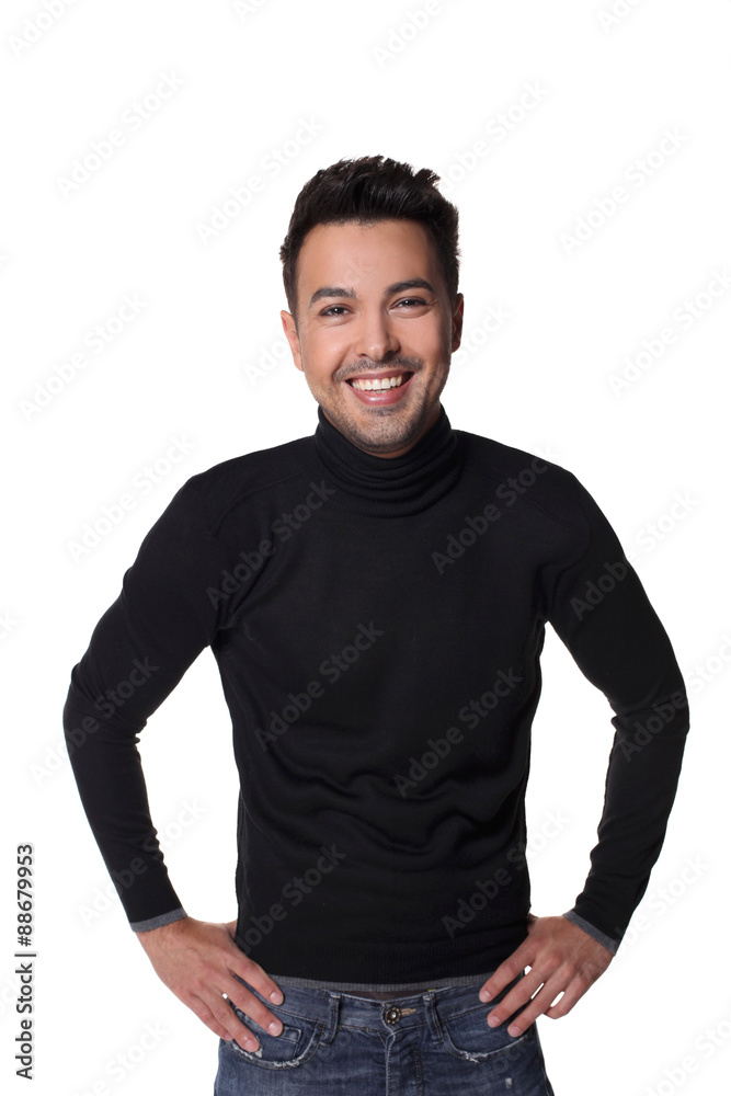 Fototapeta premium portrait of a handsome man smiling isolated on white background 