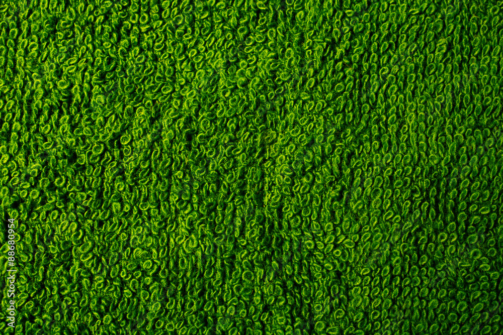 Texture of green terry towel Texture of green terry towel