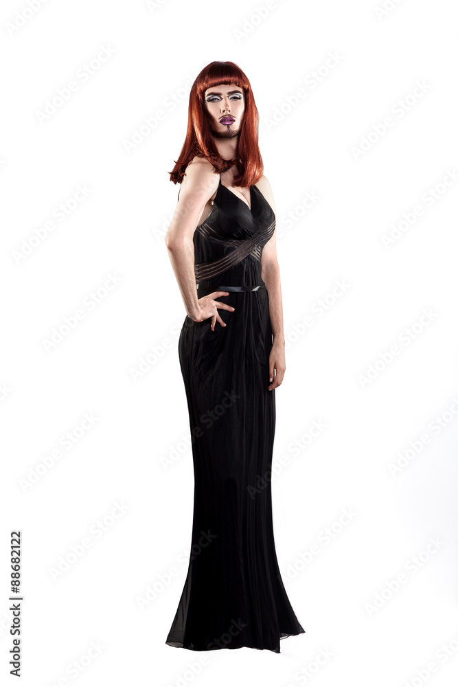 Full length portrait of cute redhair with beard and make Full length portrait of cute redhair with beard and make