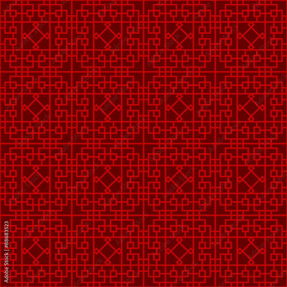 Seamless Chinese window tracery lattice geometry square diamond line background.
