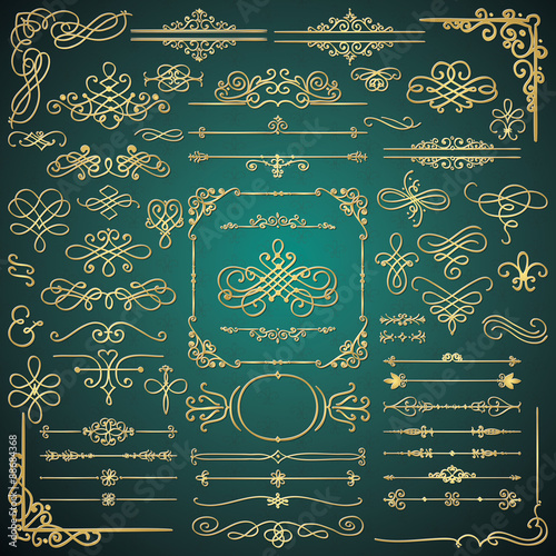 Vector Golden Glossy Luxury Hand Drawn Design Elements