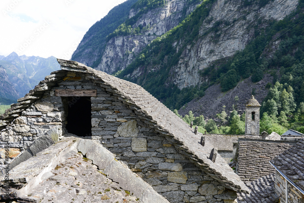 The rural village of Foroglio on Bavona valley