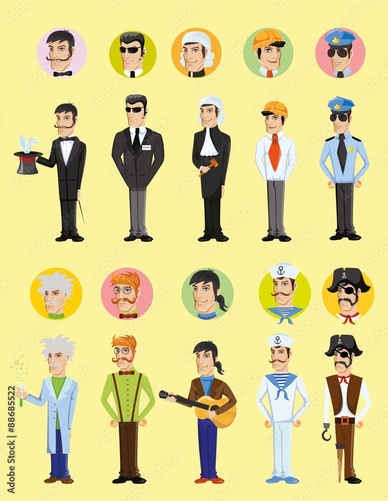 Cartoon vector characters of different professions Cartoon vector characters of different professions