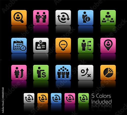 Efficiency and Business Strategies // ColorBox Series -- The Vector file includes 5 color versions for each icon in different layers --