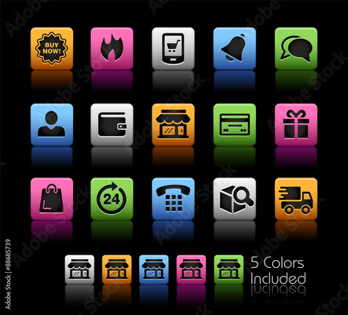 E-Shop Icons // ColorBox Series -- The Vector file includes 5 color versions for each icon in different layers --