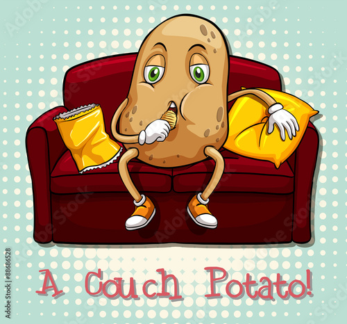Couch potato idiom concept