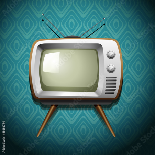 Retro television on wallpaper