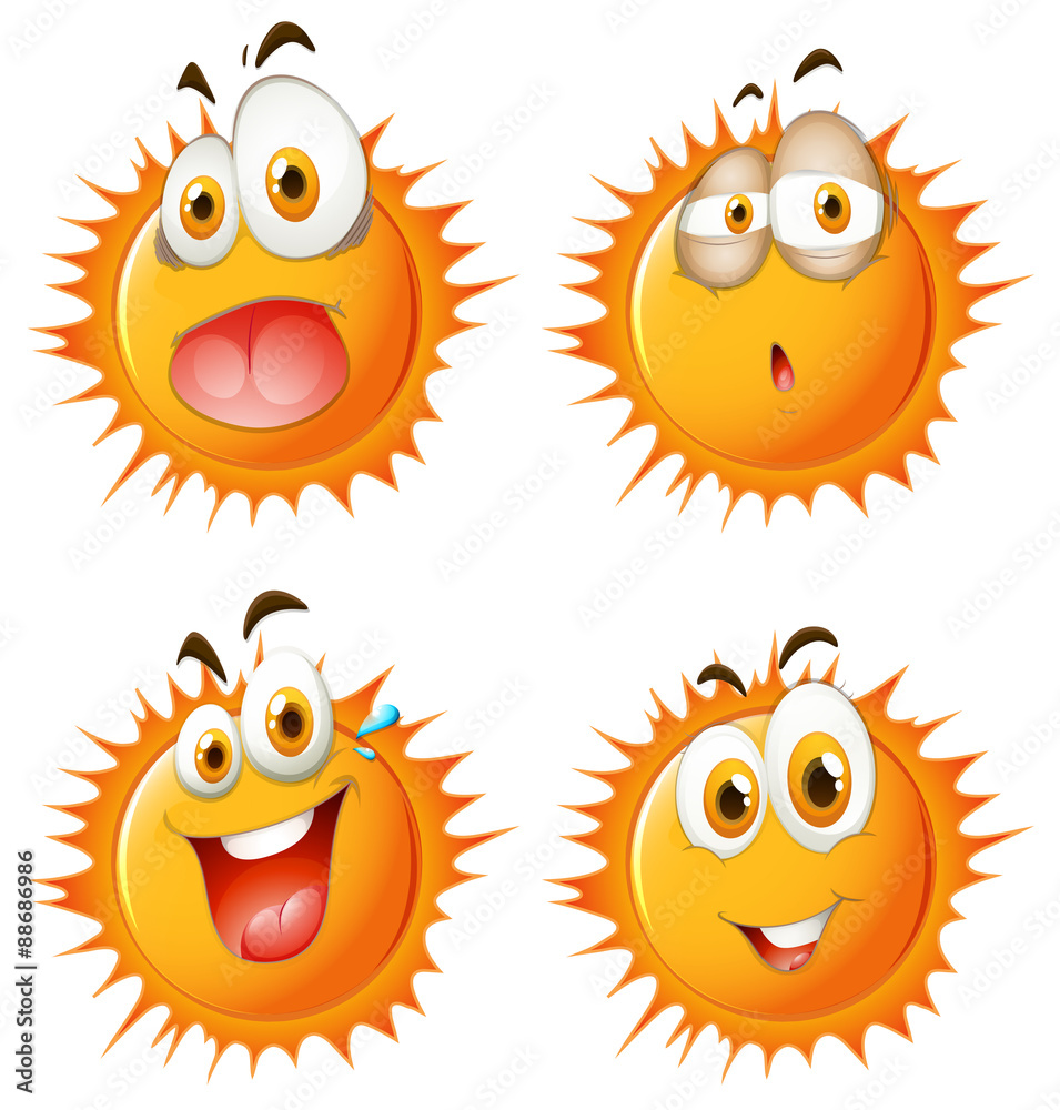 Sun with facial expressions Sun with facial expressions