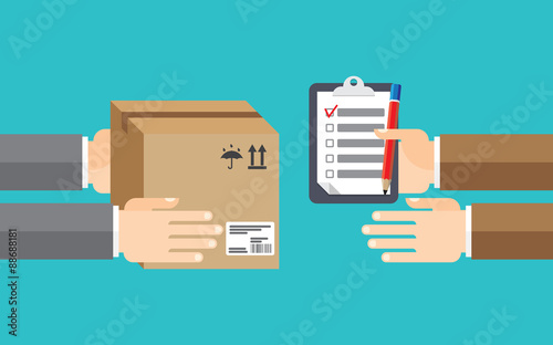 delivery service receiving package from hand