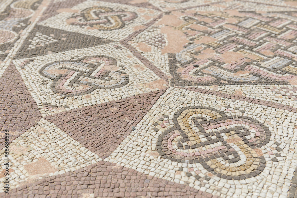 Ancient mosaic floor tiles. Ancient mosaic floor tiles.