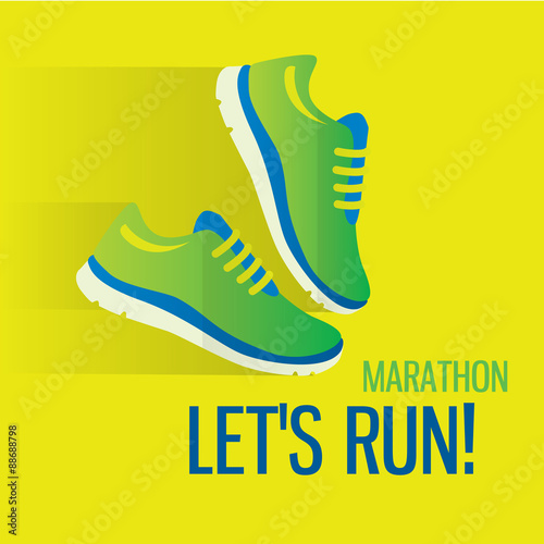 Jogging and running concept flat icons of gym, healthy food, metrics.