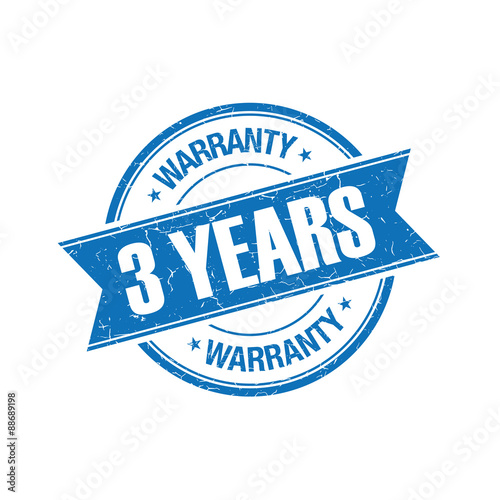 3 years warranty grunge retro isolated stamp