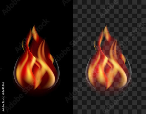 stock Translucent fire torch with sparks and smoke transparent b