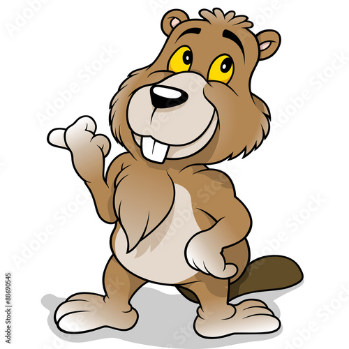 Brown Beaver - Cartoon Illu...