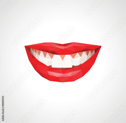 Stock Vector smile white teeth bright red lips