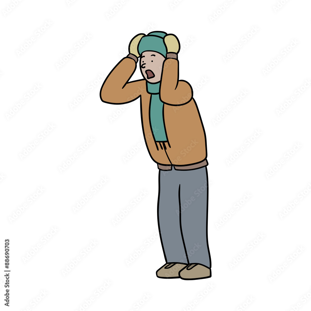Obraz premium shocked man in winter clothes