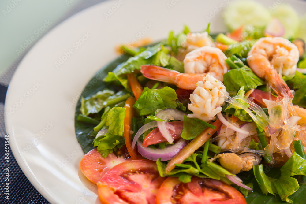 Spicy noodles with shrimp and vegetables Spicy noodles with shrimp and vegetables