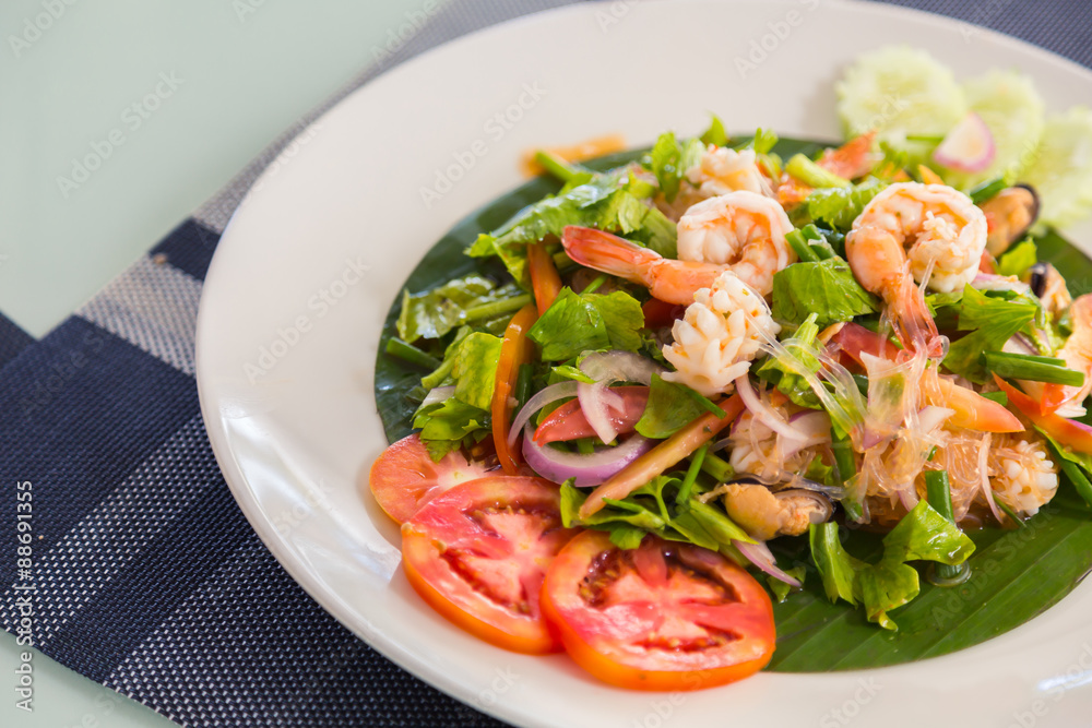 Spicy noodles with shrimp and vegetables Spicy noodles with shrimp and vegetables