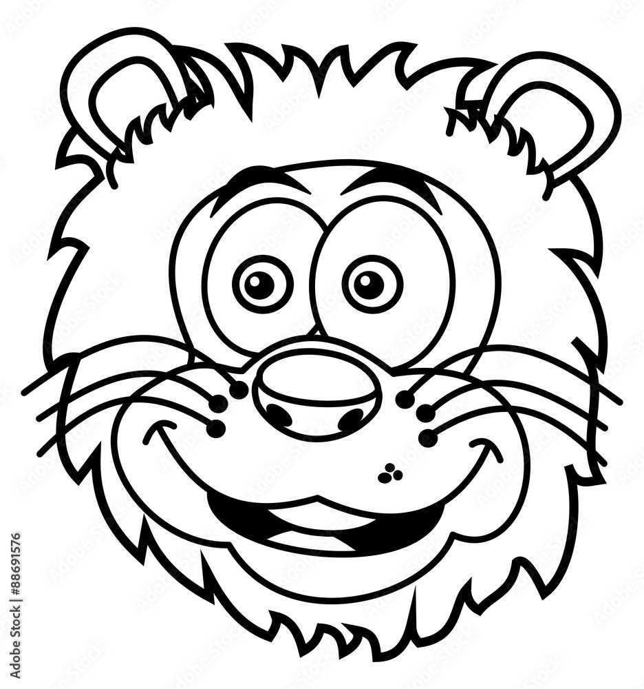 lion head smiling for coloring