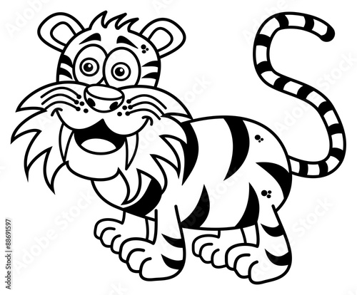 Fototapeta Naklejka Na Ścianę i Meble -  a tiger smiling for coloring