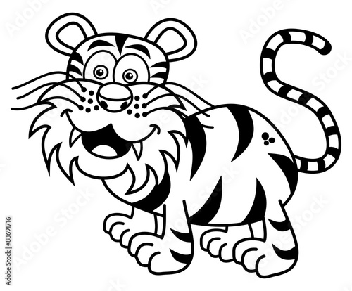 Fototapeta Naklejka Na Ścianę i Meble -  a tiger smiling for coloring