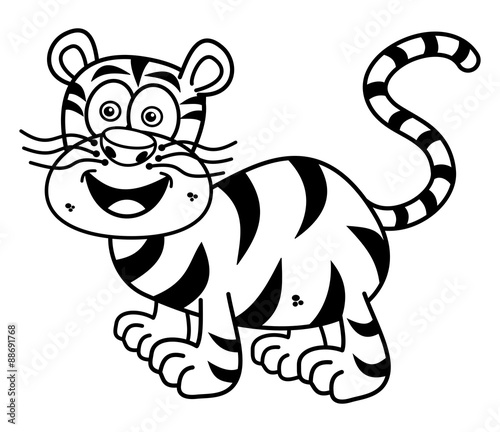 Fototapeta Naklejka Na Ścianę i Meble -  a tiger smiling for coloring