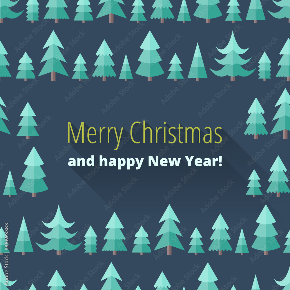 Christmas card with Christmas trees