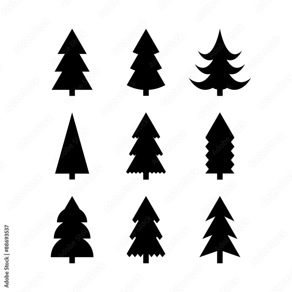 Simple silhouettes of Christmas trees Simple silhouettes of Christmas trees