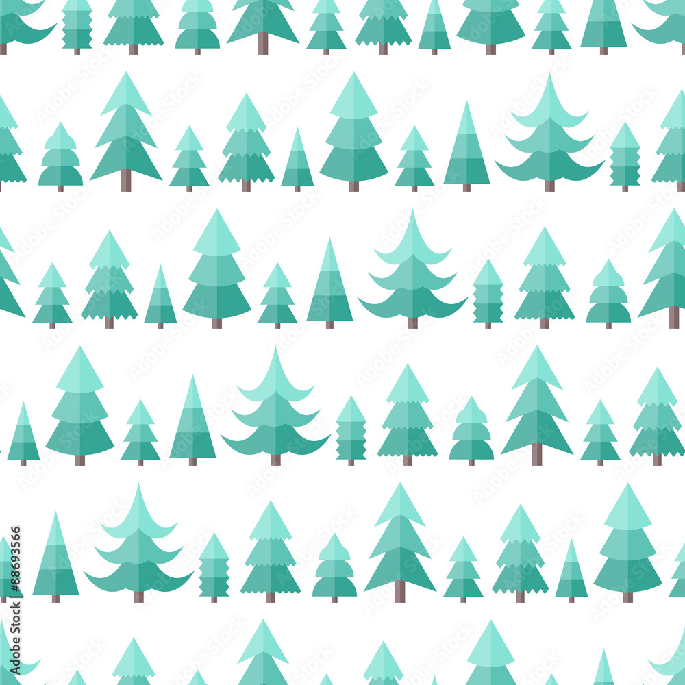 Flat seamless pattern with cristmas trees