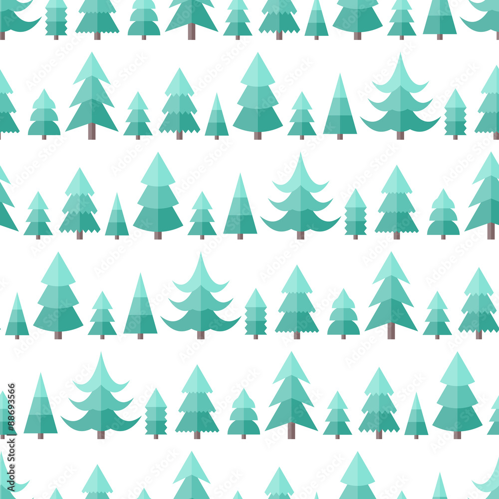 Fototapeta premium Flat seamless pattern with cristmas trees