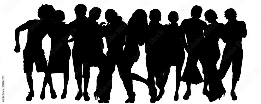 Vector silhouette of a group of people.