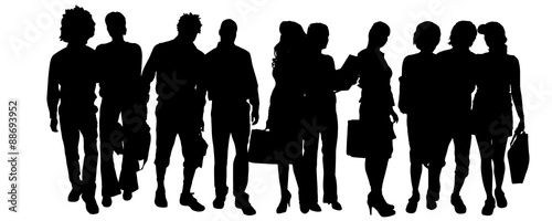 Vector silhouette of a group of people.