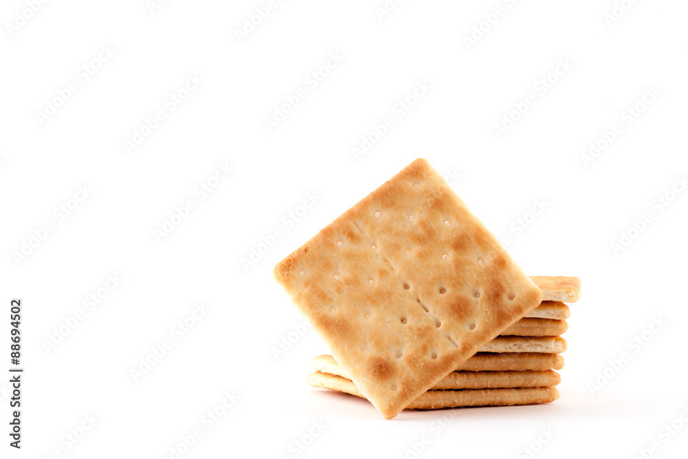Crackers isolated on white background. Crackers isolated on white background.