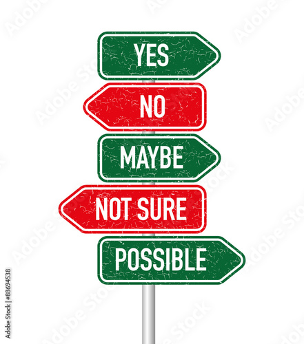 Yes, no, maybe, not sure and possible signpost