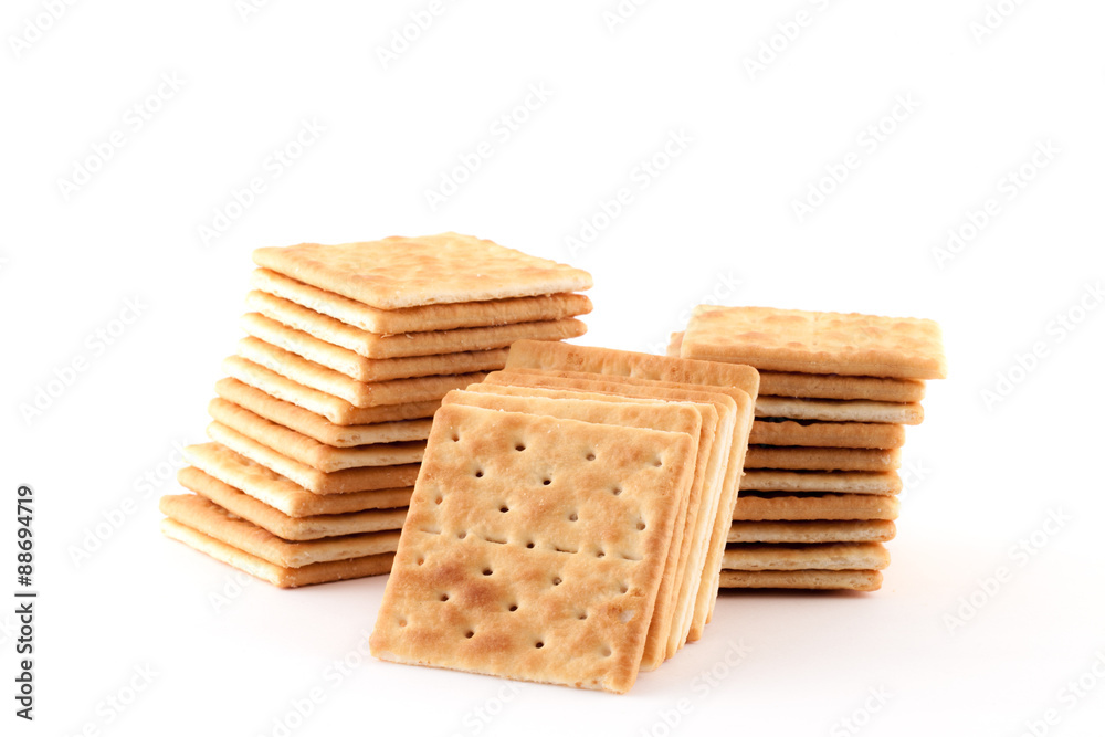 Crackers isolated on white background. Crackers isolated on white background.