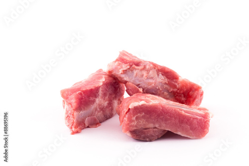 Raw Pork Ribs Isolated On White Background.