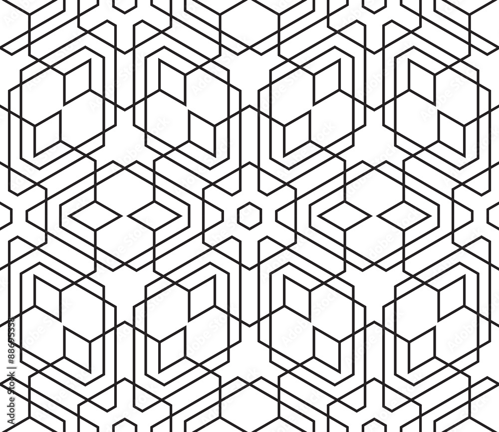 Seamless Vintage Black and White Geometric Pattern. Tile Texture