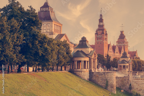 Stylizowany na"Vintage" obraz Wałów Chrobrego(Tarasów Hakena)